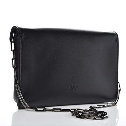 Valentino Garavani Calfskin V Rivet Chain Clutch Black 3 of 9
