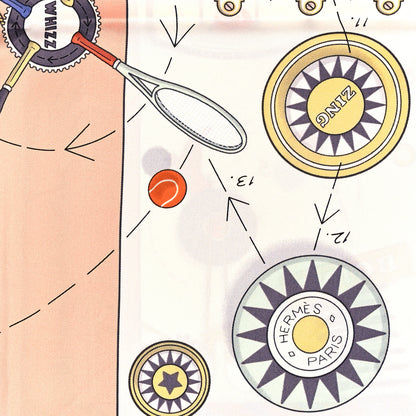 Hermes Silk Tea For Two Scarf 90 Rose Poudre White Bleu 2 of 3