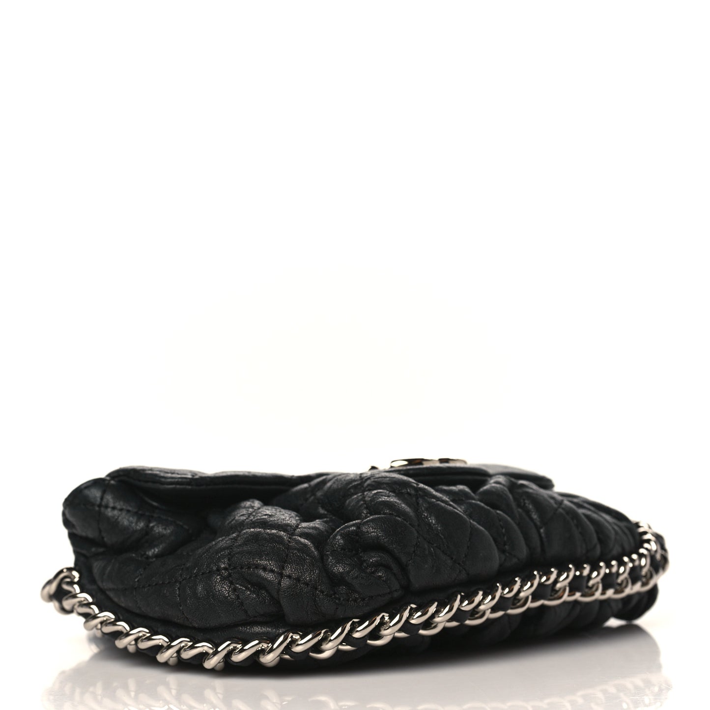 Washed Lambskin Quilted Mini Chain Around Flap Black