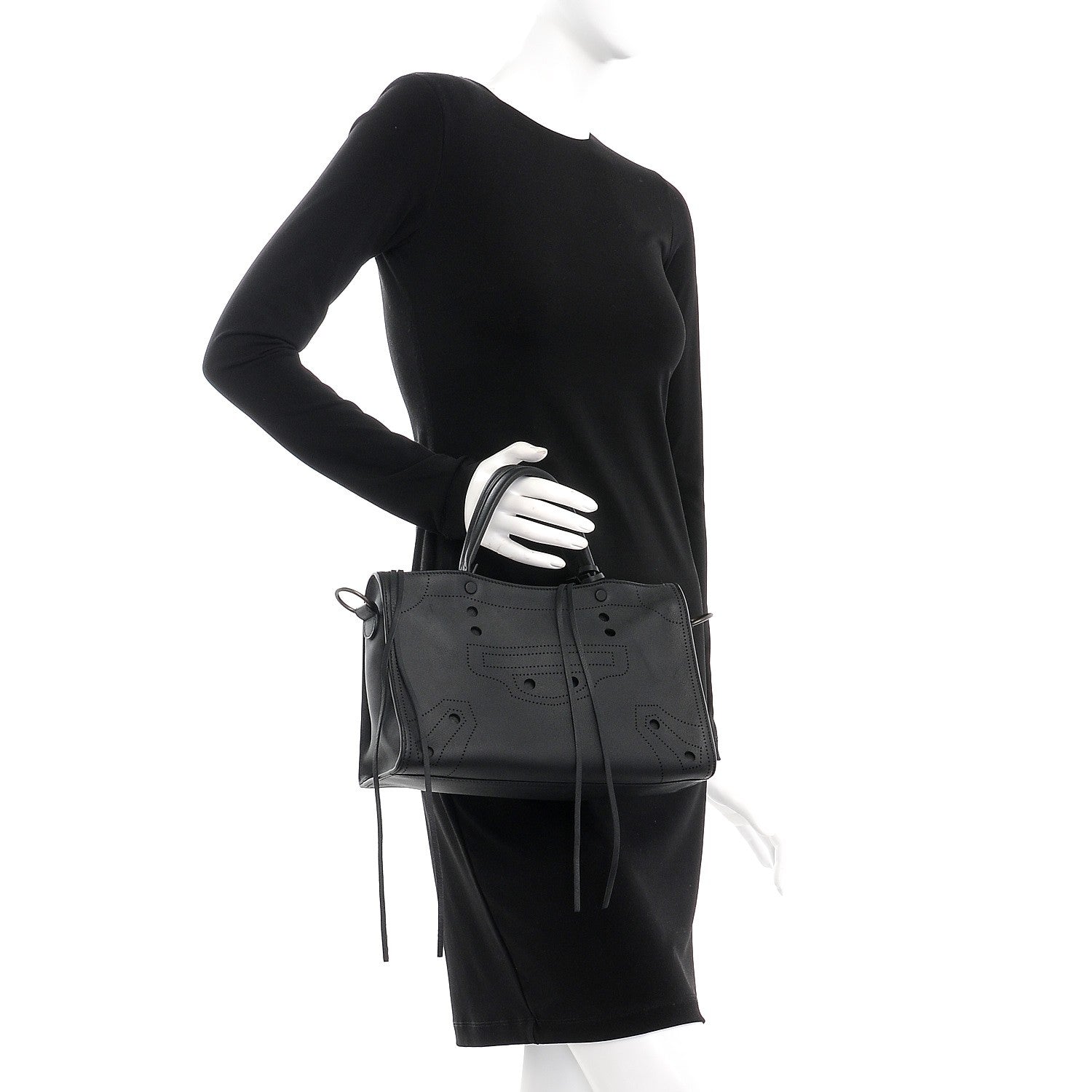 Balenciaga Veau Soyeux Perforated Blackout Hardware S City Black 3 of 9