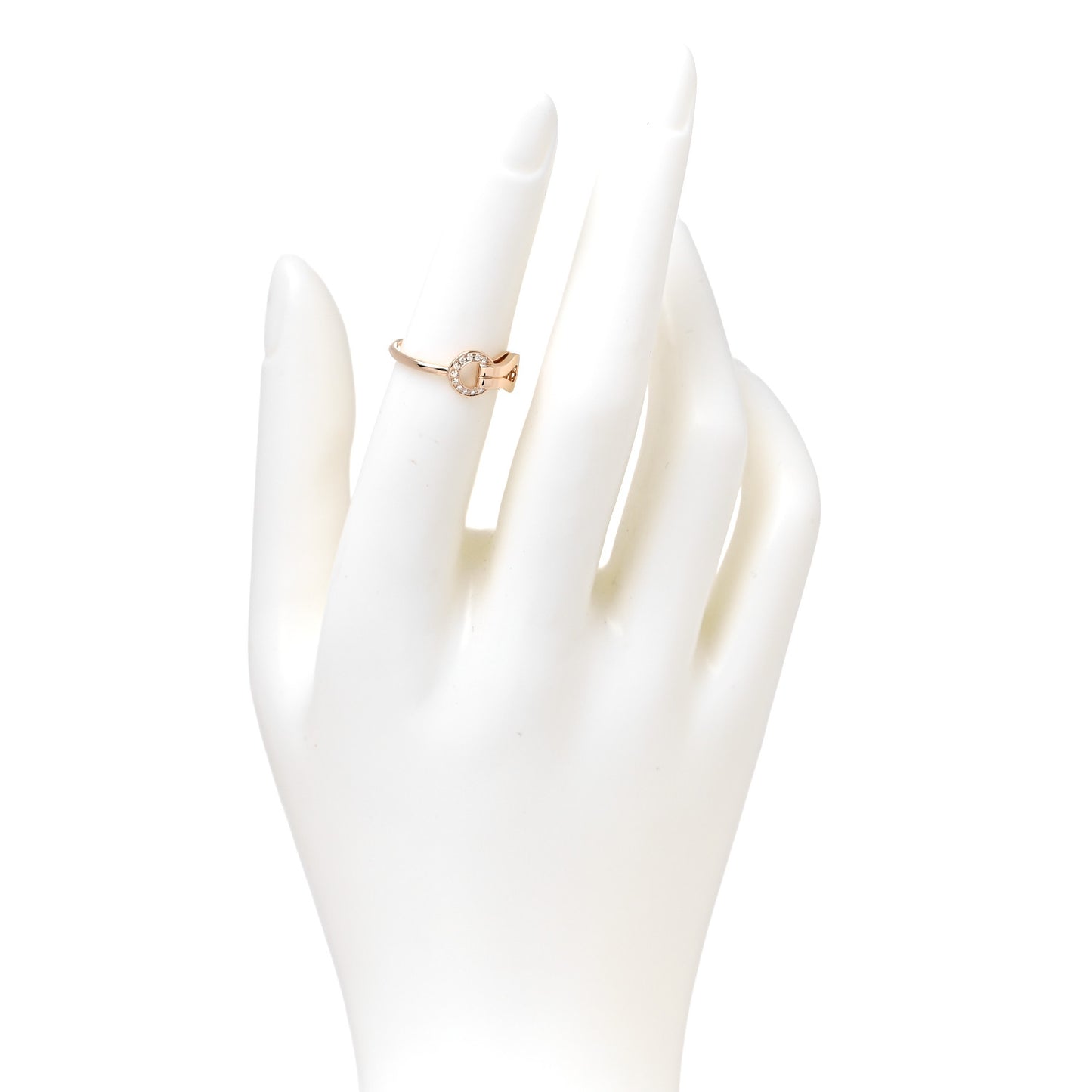 18K Pink Gold Diamond Agrafe Ring 49 4.75