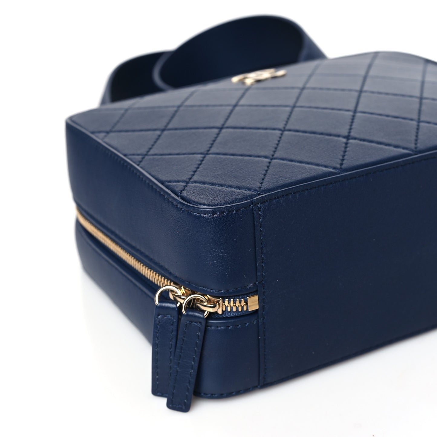 Calfskin Quilted Travel Kit Vanity Case Blue