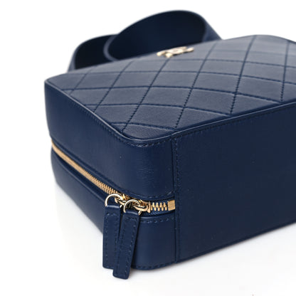 Chanel Calfskin Quilted Travel Kit Vanity Case Blue 8 of 9