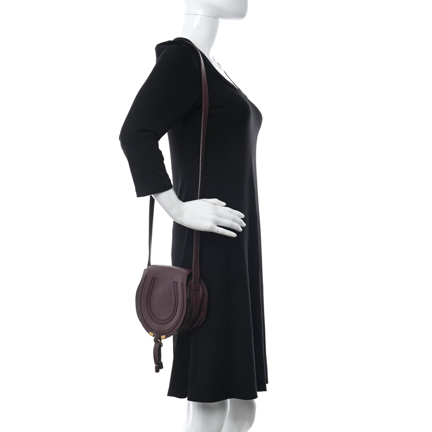 Grained Calfskin Mini Marcie Round Crossbody Bag Wild Purple