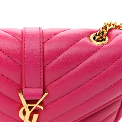 Saint Laurent Calfskin Matelasse Chevron Classic Monogram Baby Chain Bag Fuchsia 11 of 12