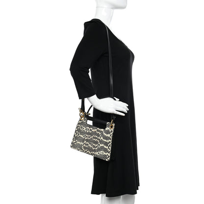 Givenchy Calfskin Python Embossed Medium Whip Top Handle Crossbody Black White 2 of 9