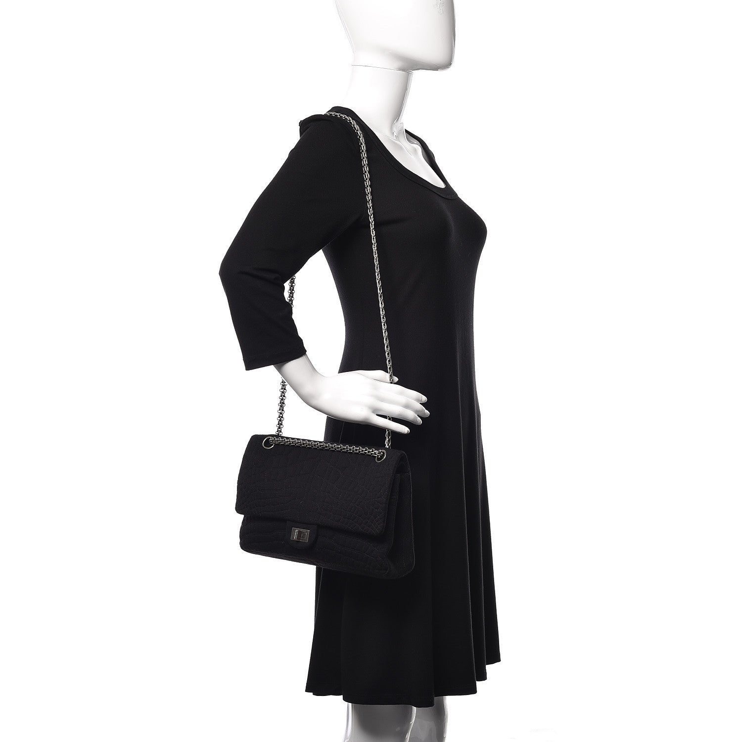 Chanel Jersey Coco's Croc 2.55 Reissue 226 Flap Black 1 of 15