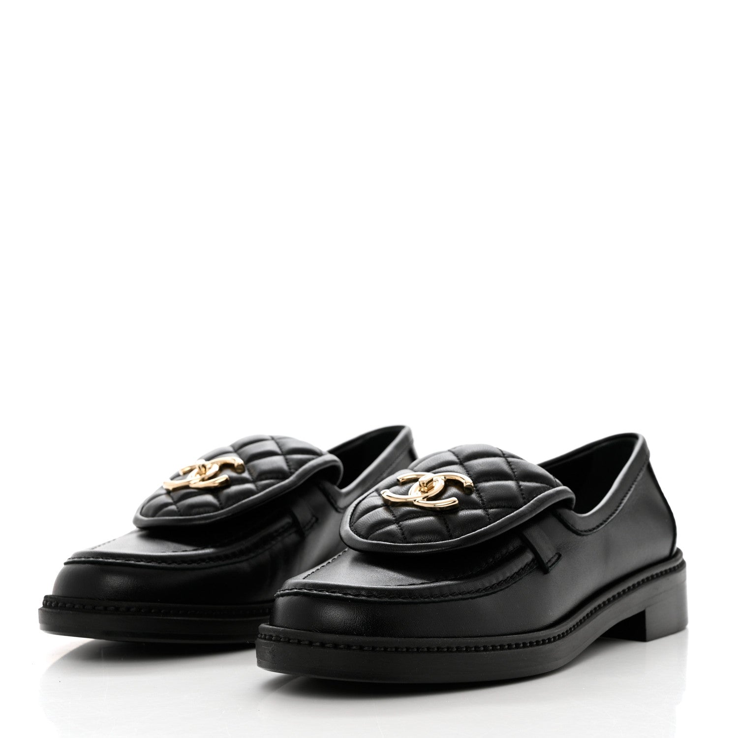 Chanel Lambskin Quilted CC Turnlock Loafers 38 Black 3 of 11