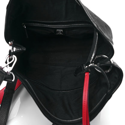 MCM Calfskin Ottomar Monogram Large Klara Hobo Black Red 5 of 7