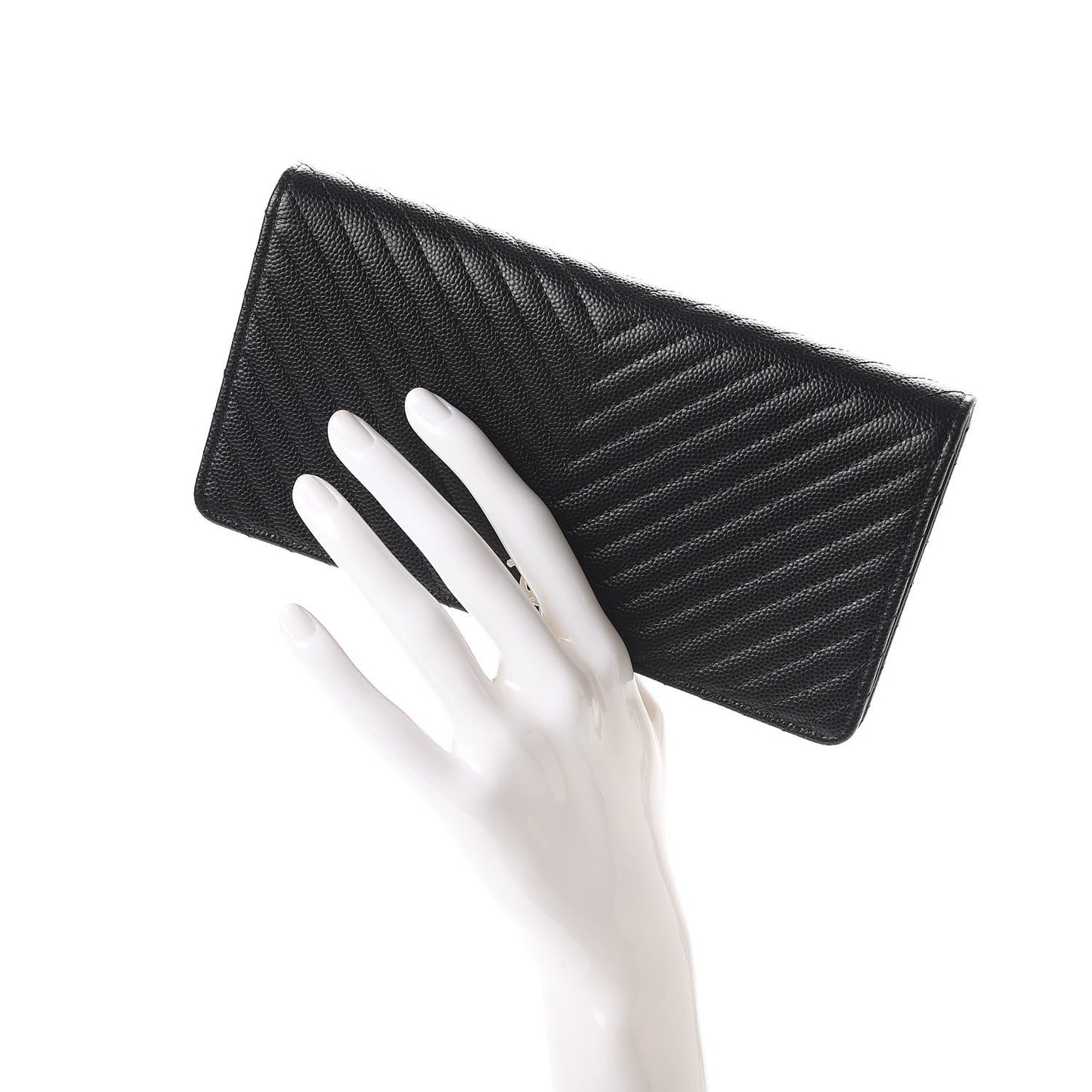 Caviar Chevron Quilted Yen Wallet Black