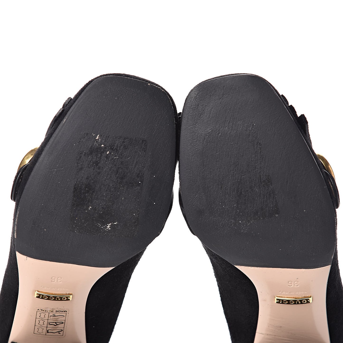 Kid Scamosciato GG Marmont Fringe 50mm Loafer Pumps 36 Black
