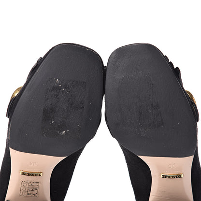 Gucci Kid Scamosciato GG Marmont Fringe 50mm Loafer Pumps 36 Black 8 of 11