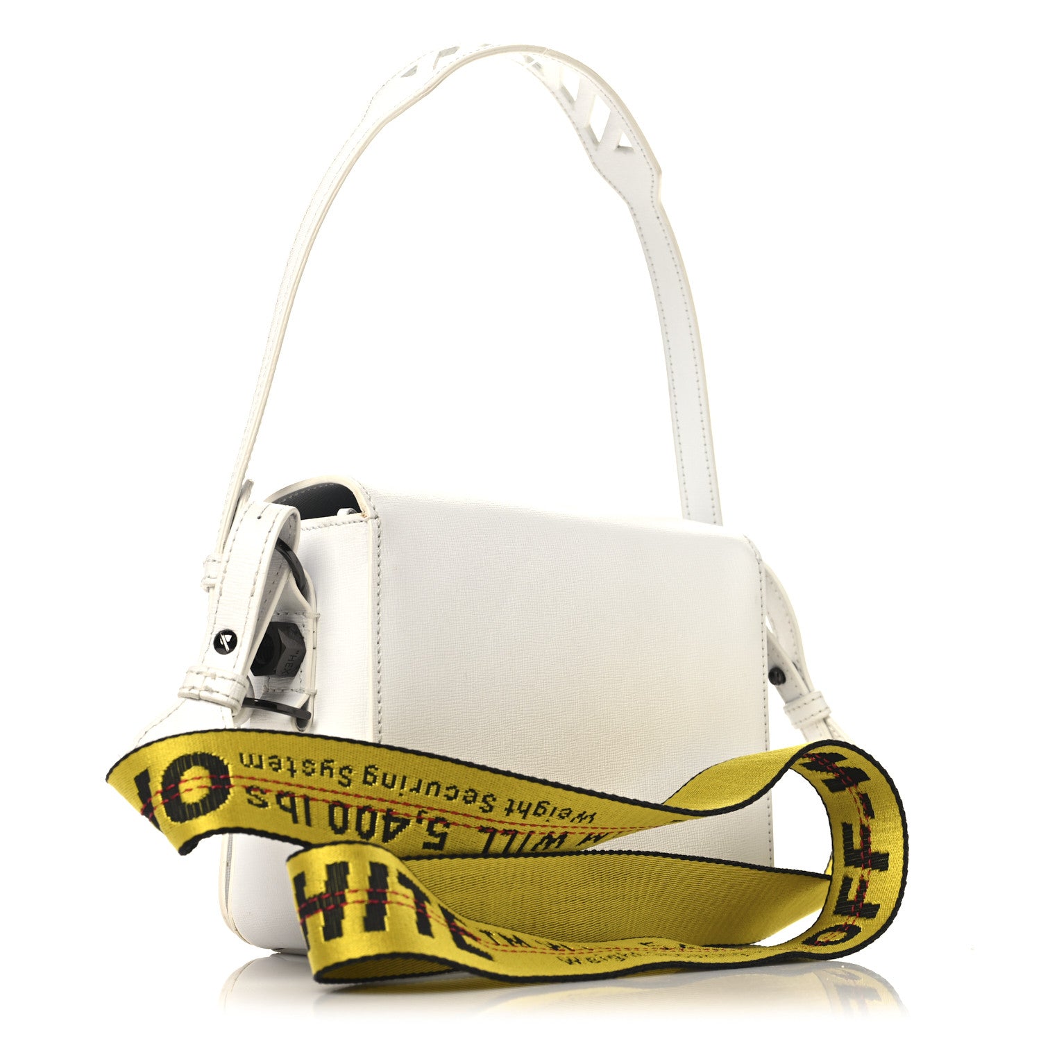 Off-White Saffiano Striped Mini Diag Binder Clip Bag White Black 3 of 12