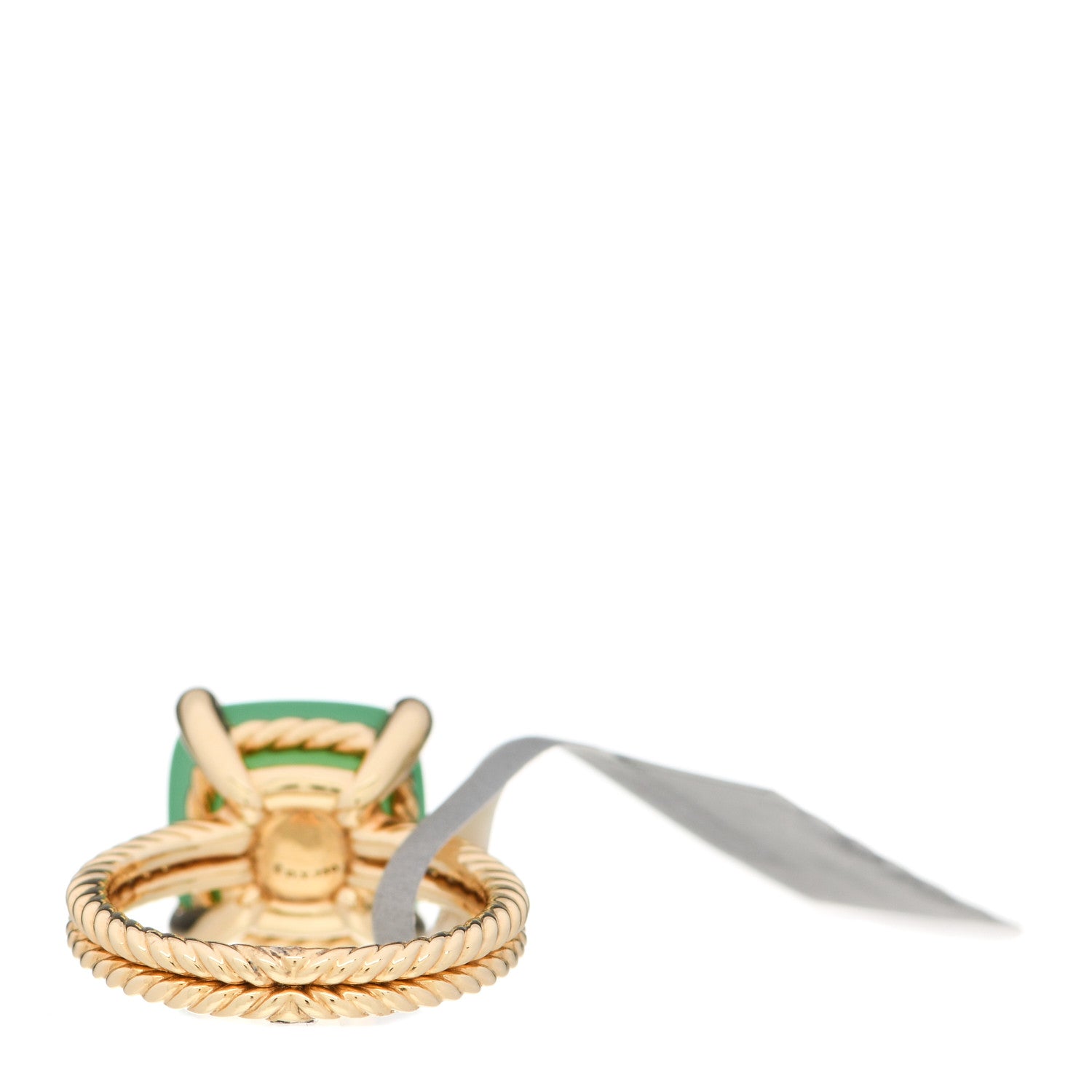 David Yurman 18K Yellow Gold Diamond Chrysoprase 11mm Chatelaine Ring 49 4.75 4 of 5