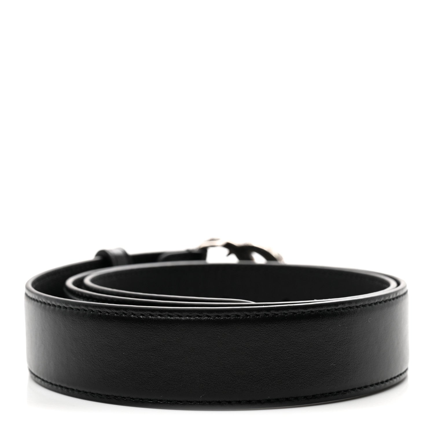 GUCCI ブラック ベルト 80-32 Gucci Calfskin Baguette Crystal Double G 30mm Belt 80 32 Black