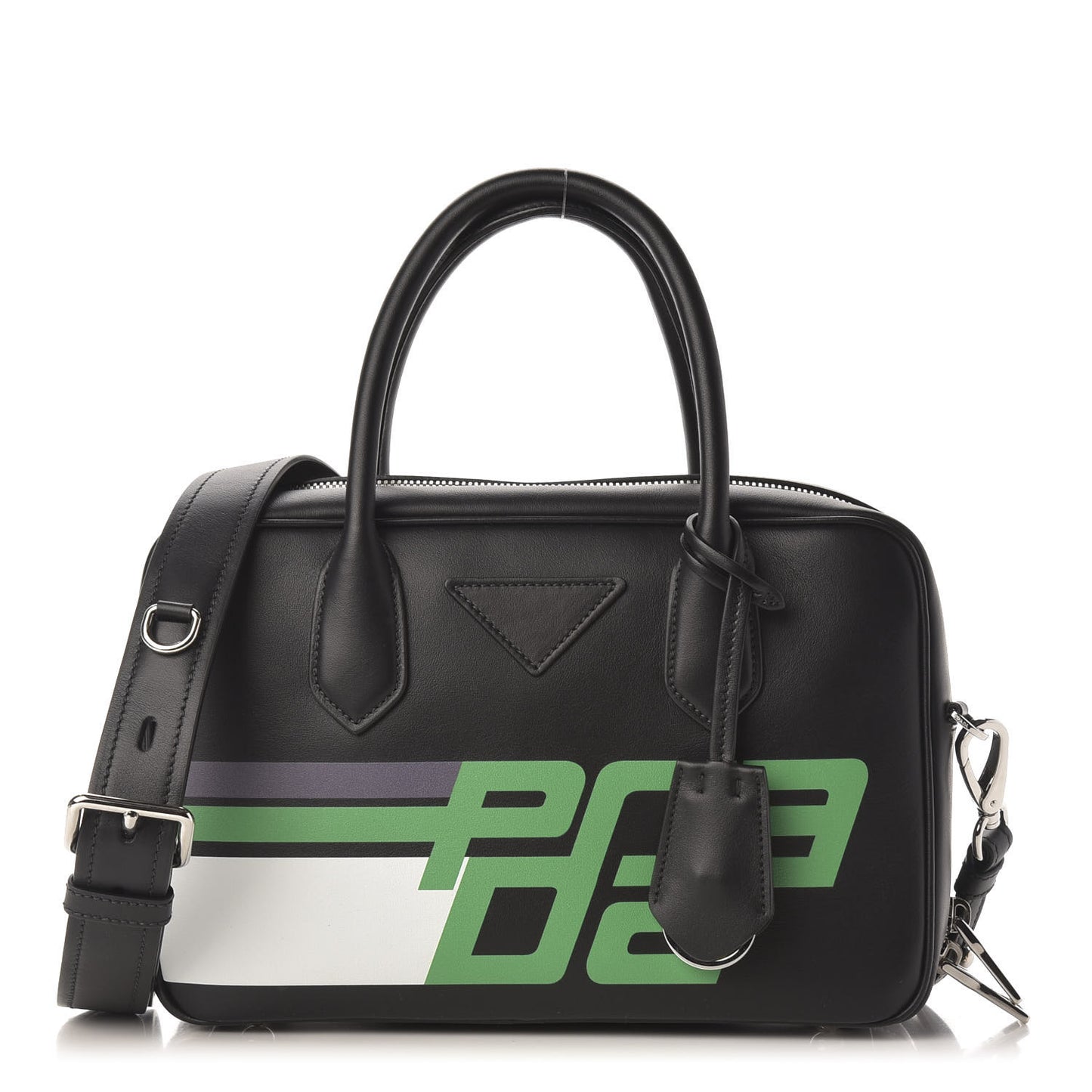 City Calfskin Racing Logo Bowler Black Verde