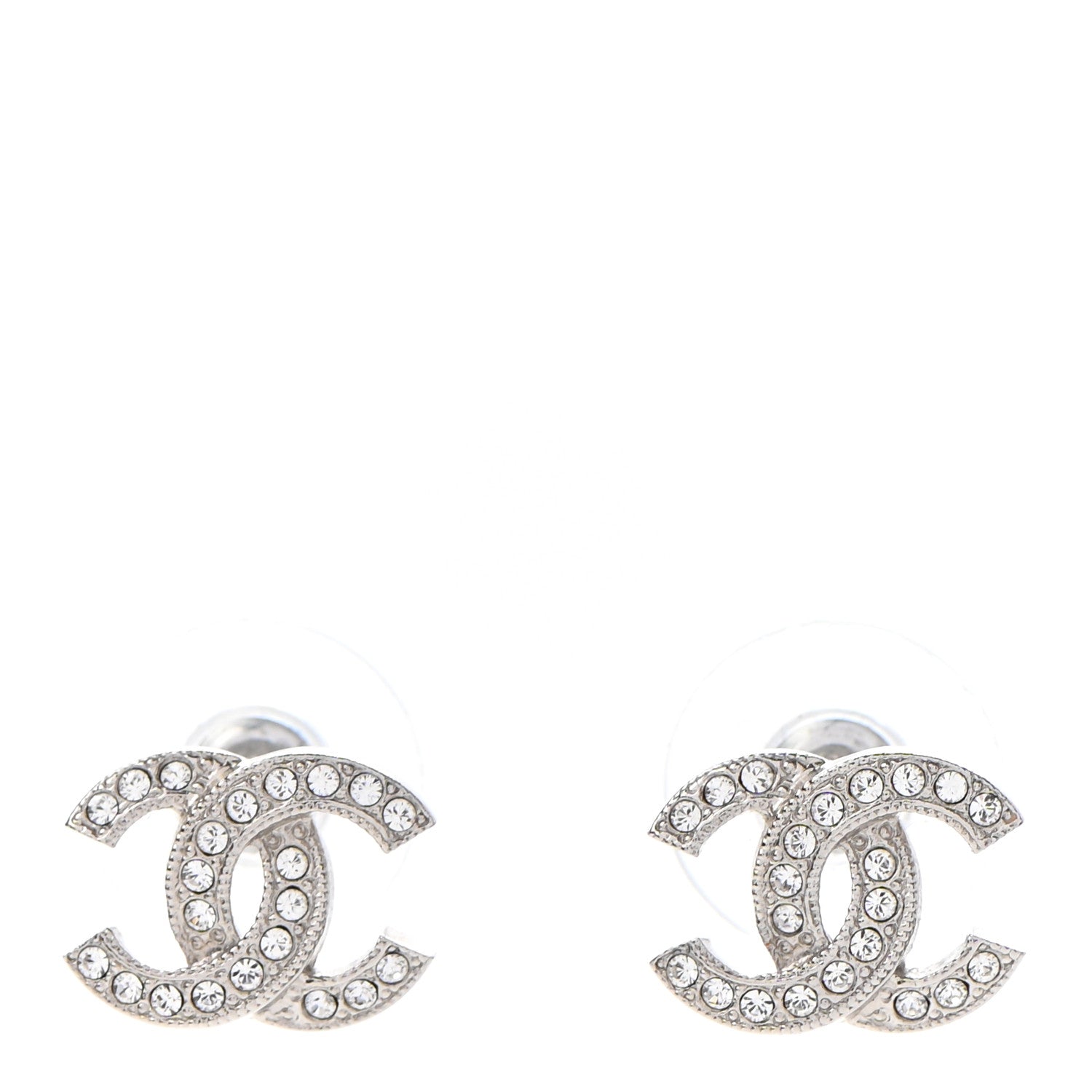Chanel Crystal Mini Timeless CC Earrings Silver 1 of 4