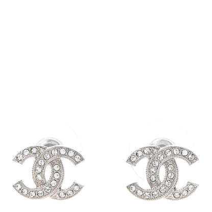 Chanel Crystal Mini Timeless CC Earrings Silver 1 of 4