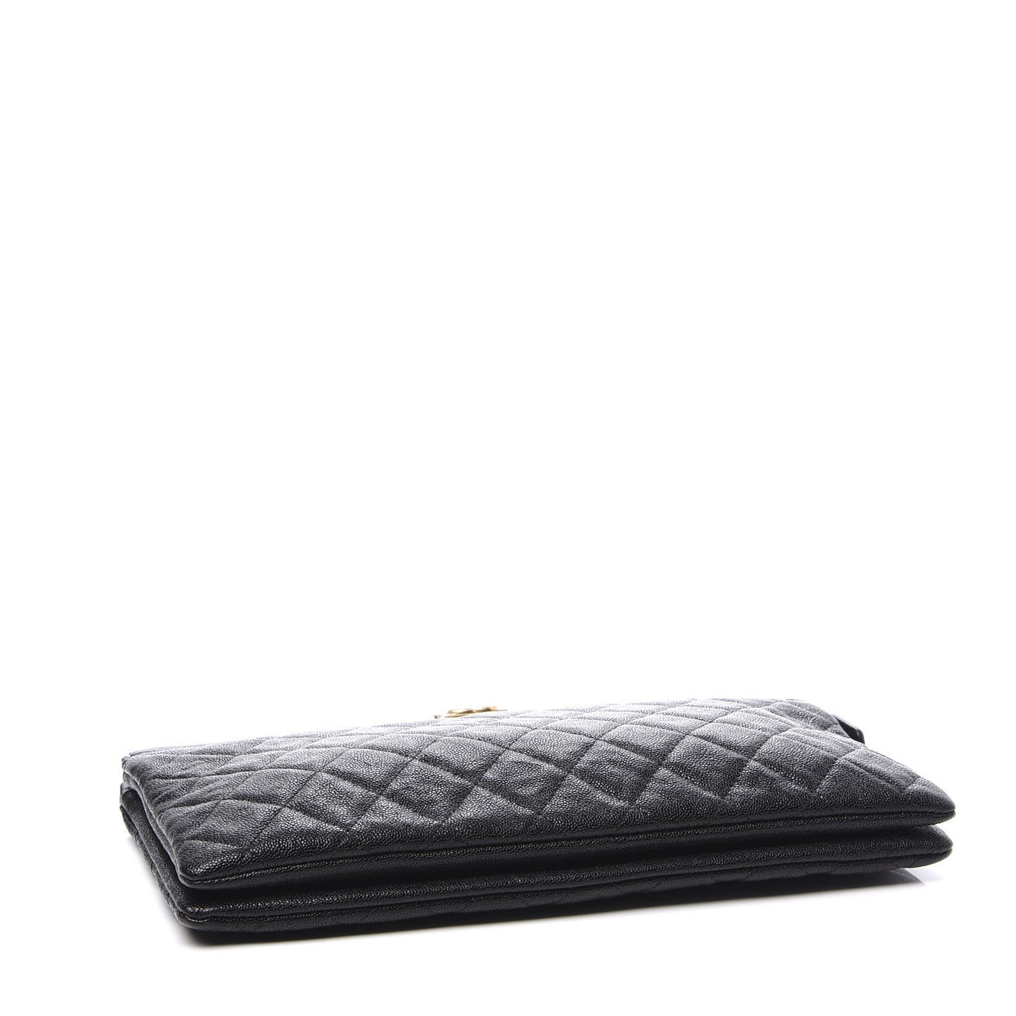 Caviar Quilted Small Zipped Boy Pouch Black