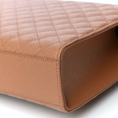 Saint Laurent Grain De Poudre Textured Mixed Matelasse Triquilt Large Monogram Satchel Dune 11 of 13