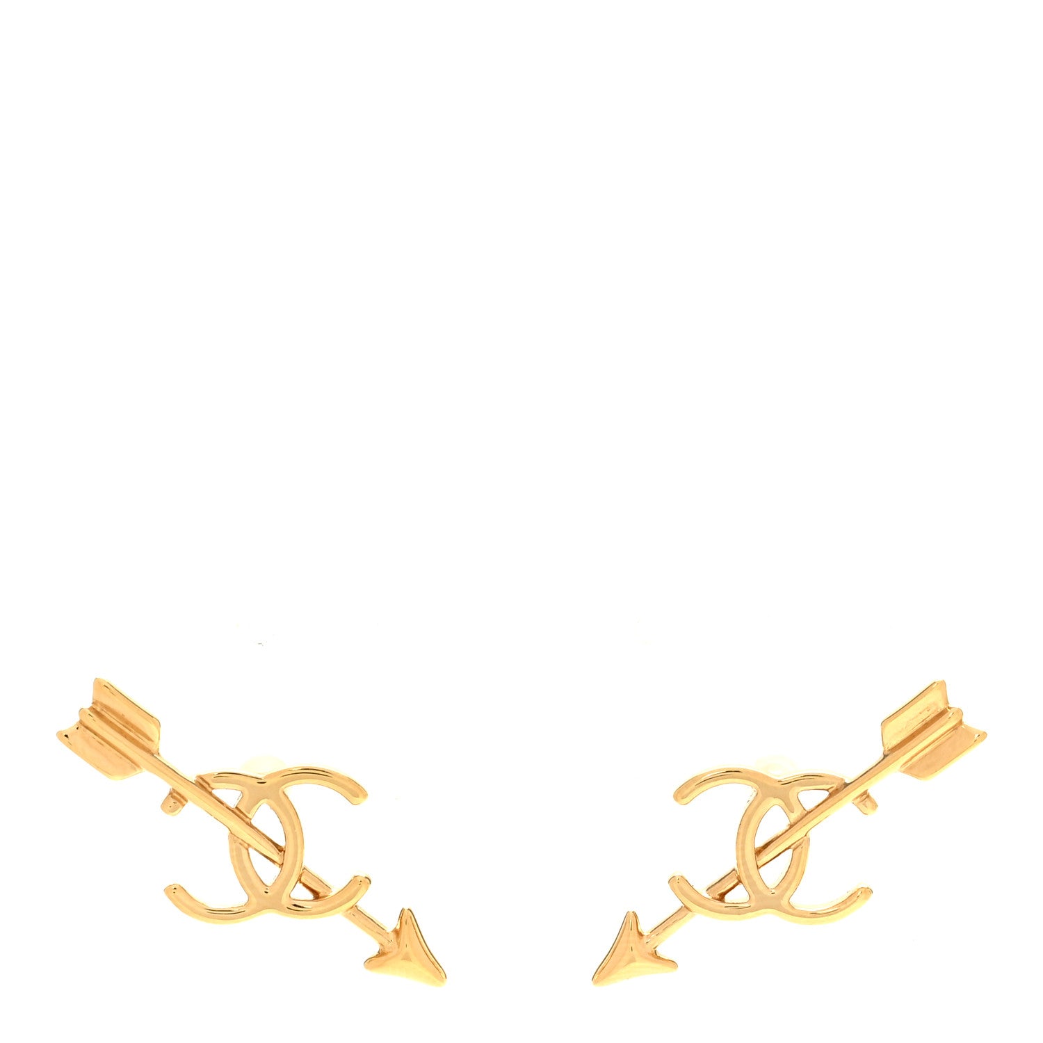Chanel Metal CC Arrow Stud Earrings Gold 1 of 5