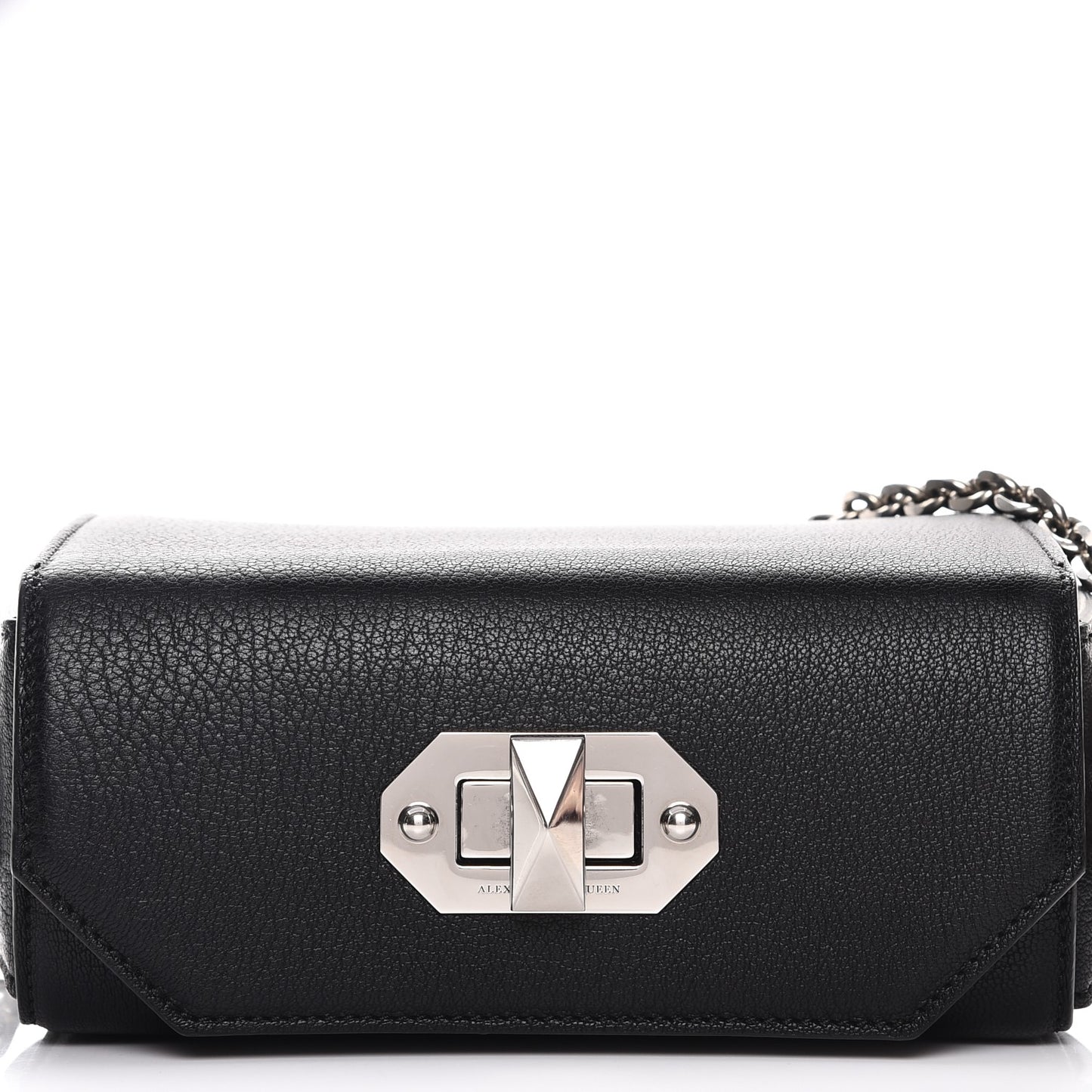 Fine Grain Goatskin Box Shoulder Bag 19 Black