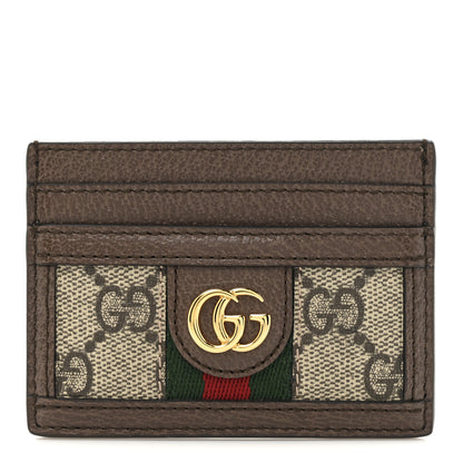 Gucci GG Supreme Monogram Textured Dollar Calfskin Ophidia Card Holder Beige Ebony New Acero 1 of 7