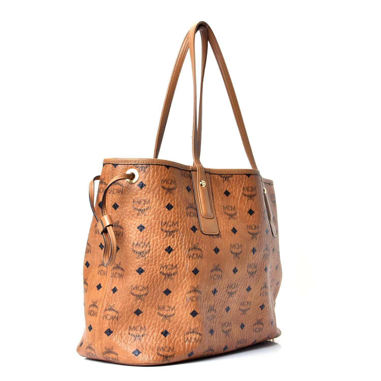MCM Visetos Medium Liz Reversible Shopper Tote Cognac 2 of 4