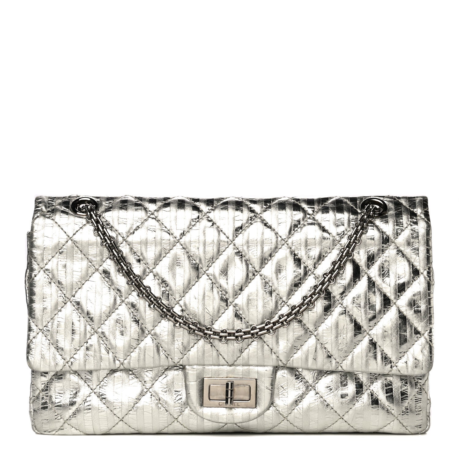 Chanel Metallic Calfskin Striped 2.55 Reissue 227 Silver 1 of 15