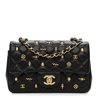 Chanel Lambskin Quilted Egyptian Amulet Mini Rectangular Flap Black 1 of 8