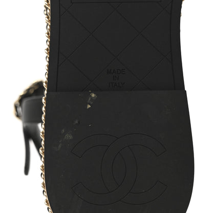 Chanel Lambskin Espadrille Braided Platform Sandals 38.5 Black 10 of 10