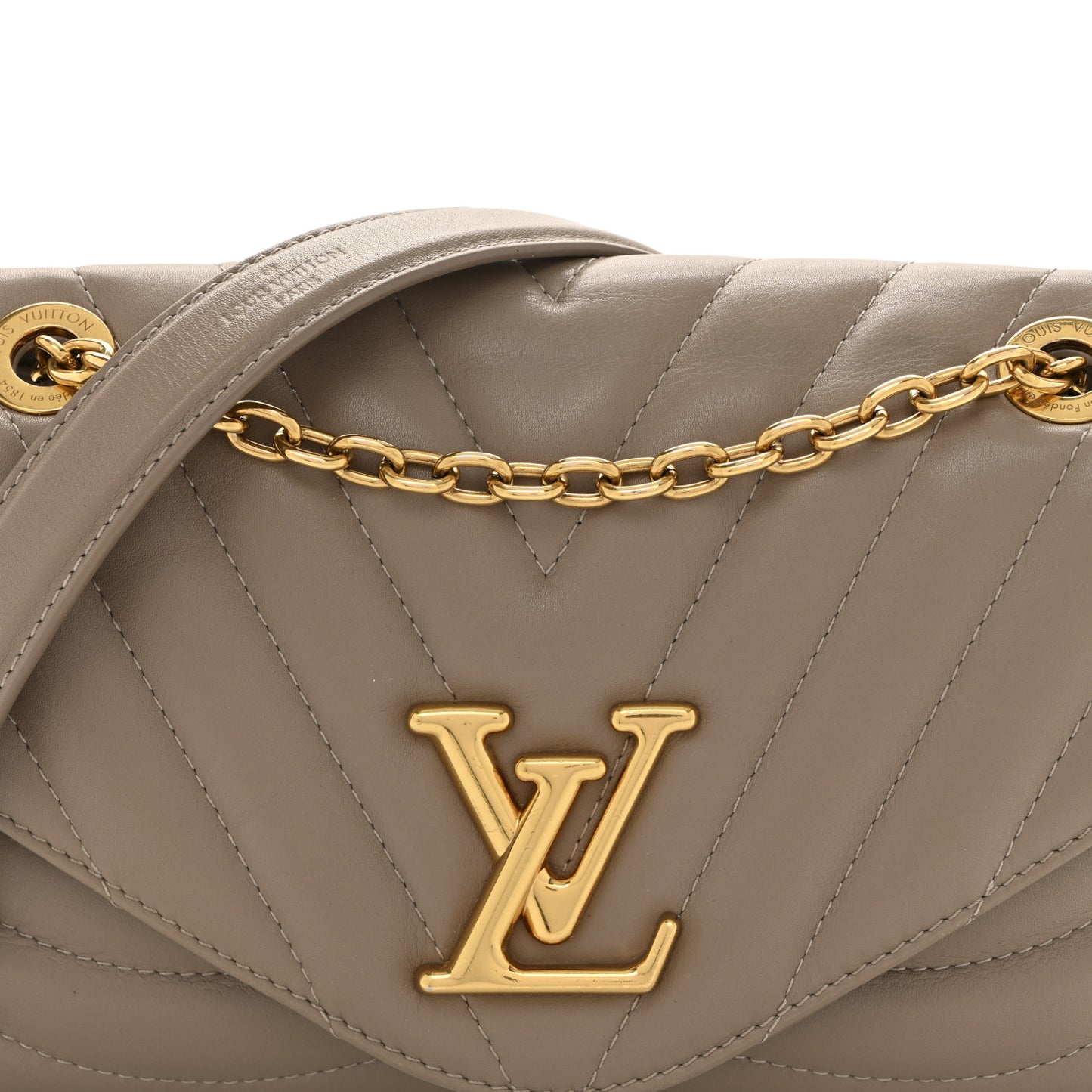 Calfskin LV New Wave Chain Bag Taupe