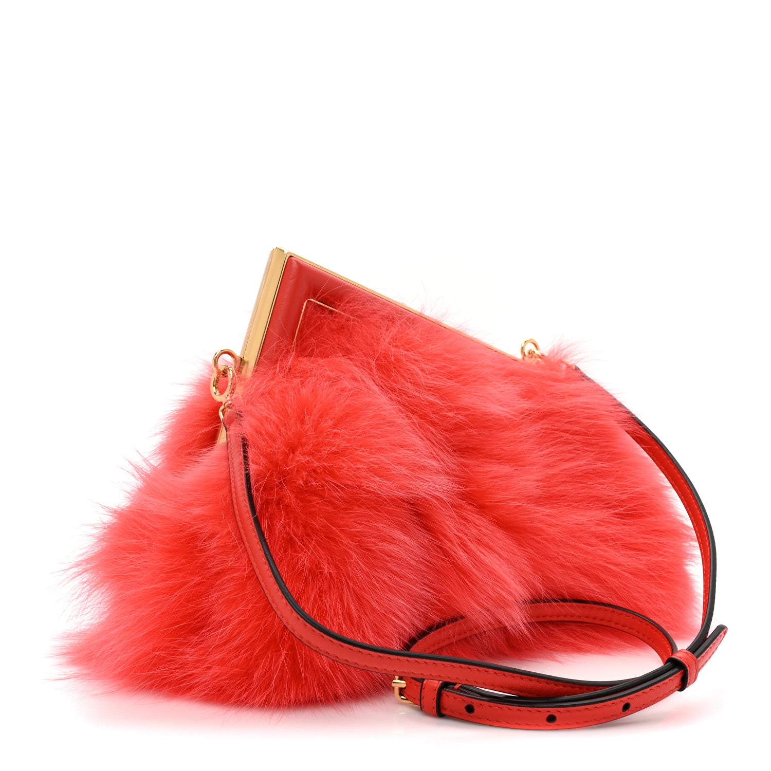 Fendi Fox Fur Shiny Nappa Small Fendi First Papavero 3 of 9