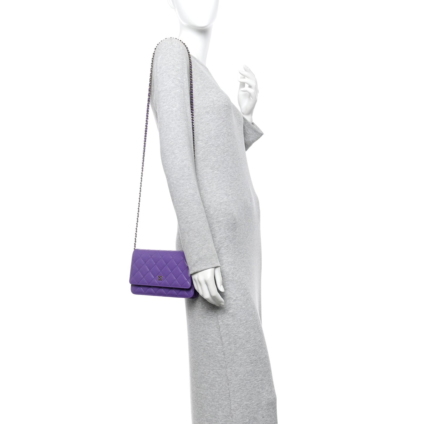Caviar Quilted Wallet On Chain WOC Purple
