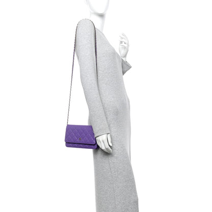 Chanel Caviar Quilted Wallet On Chain WOC Purple 2 of 12