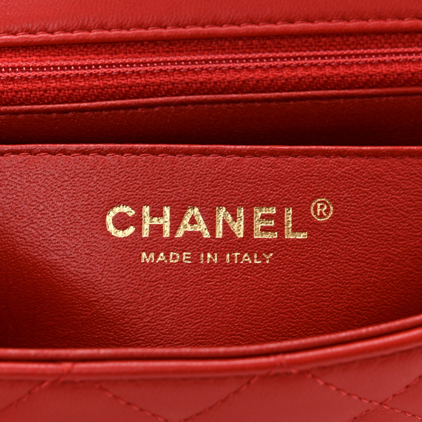 Lambskin Quilted Mini Rectangular Flap Red