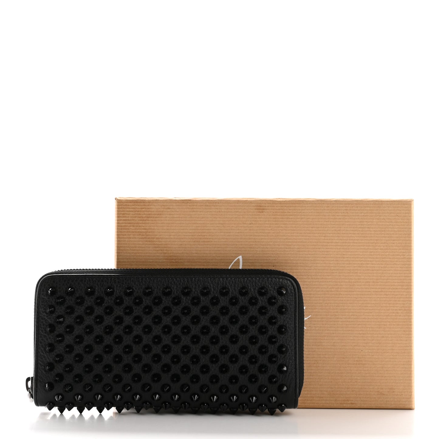 Calfskin Panettone Spiked Zip Around Wallet Black