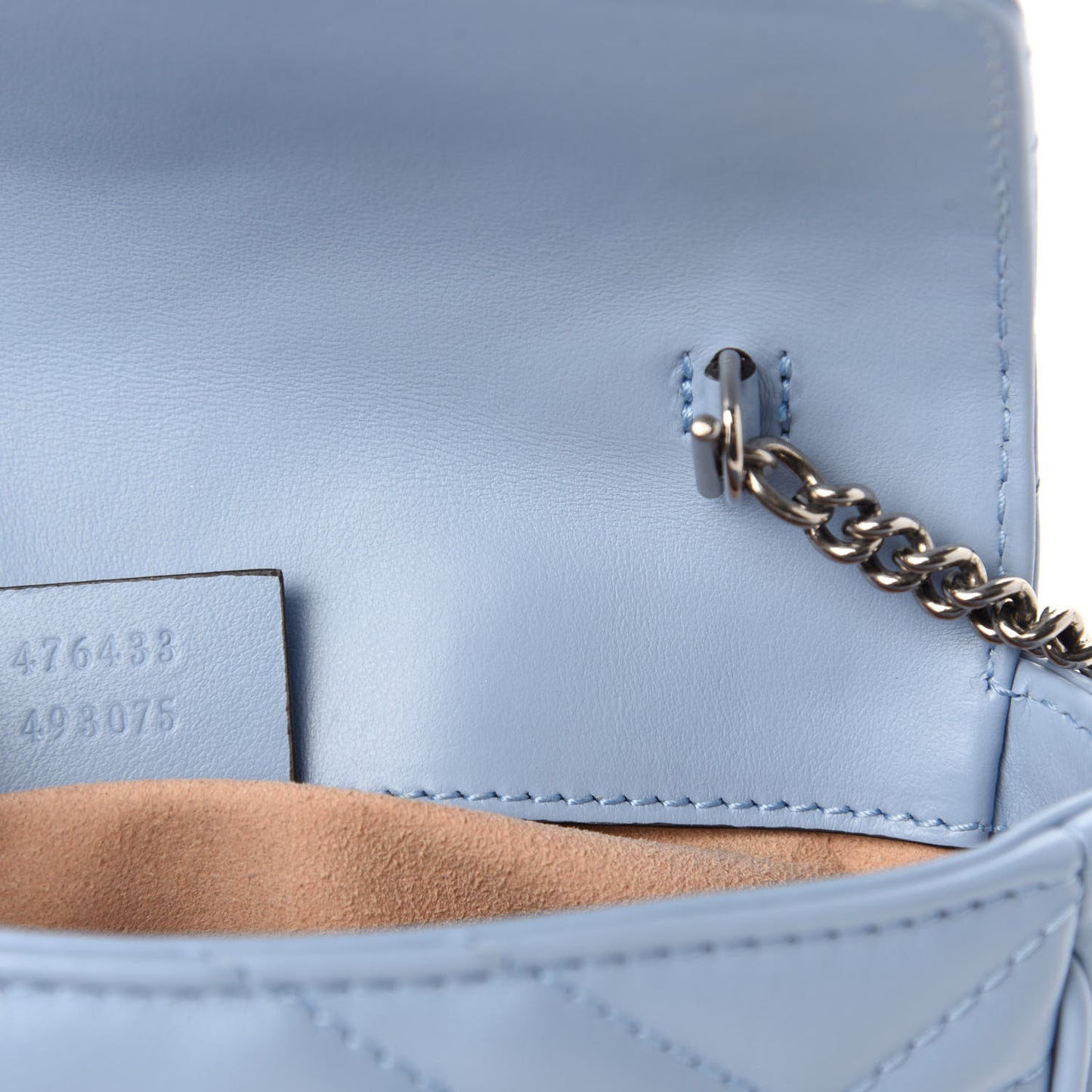Calfskin Matelasse Super Mini GG Marmont Shoulder Bag Porcelain Light Blue