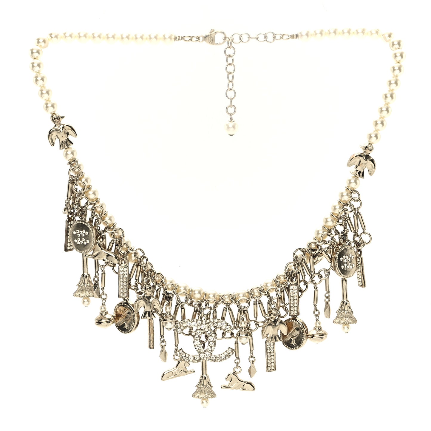 Pearl Crystal CC Short Necklace Gold