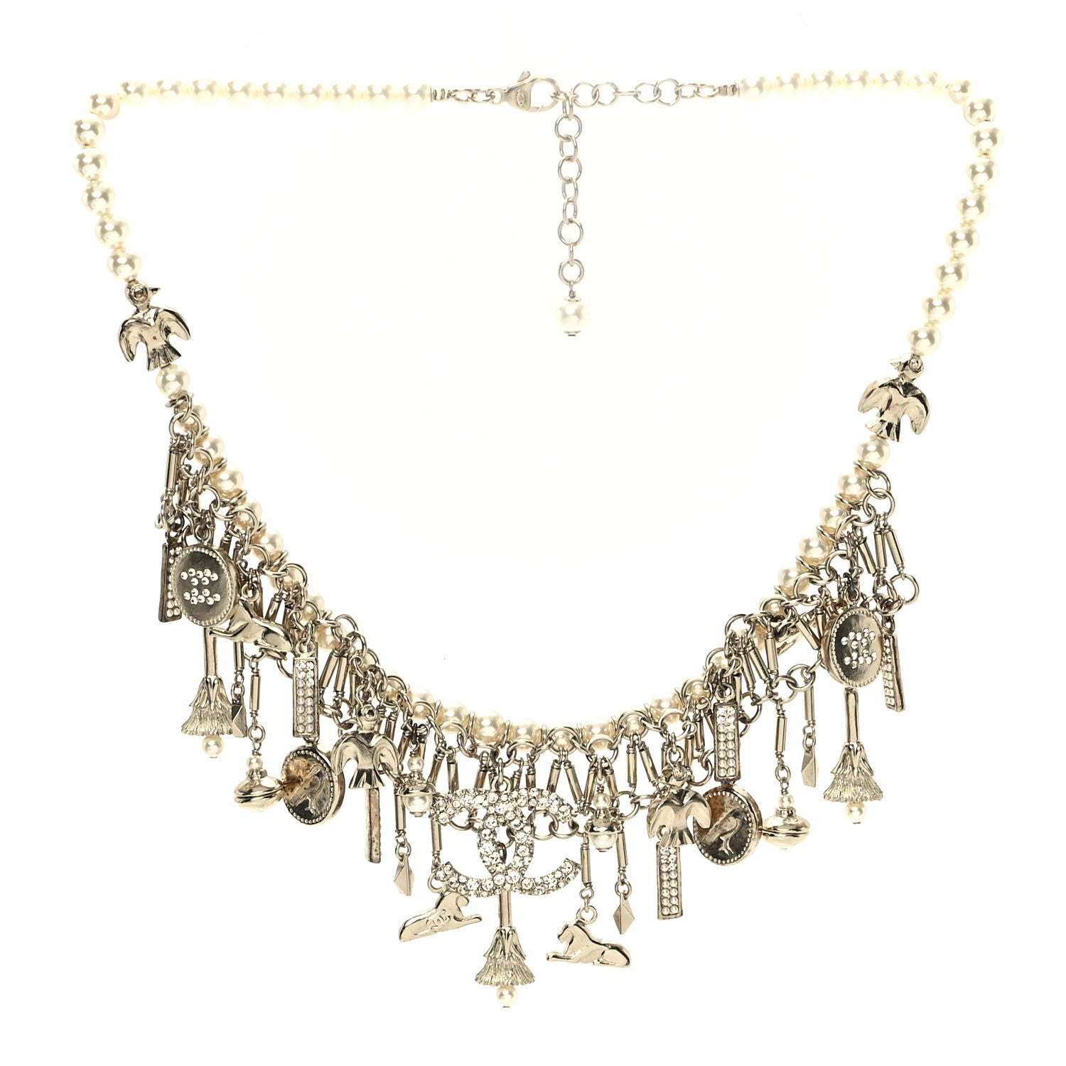 Chanel Pearl Crystal CC Short Necklace Gold 2 of 5