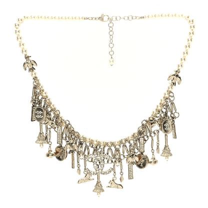 Chanel Pearl Crystal CC Short Necklace Gold 2 of 5
