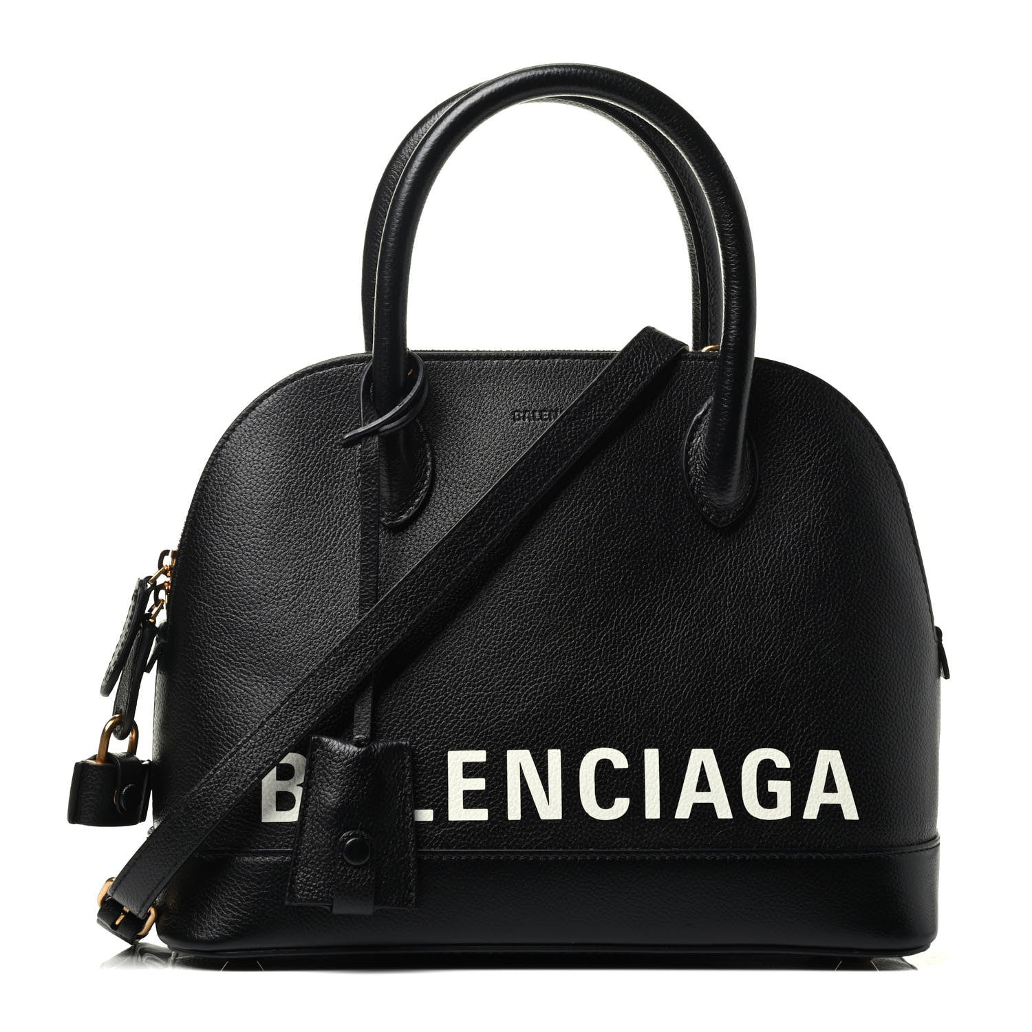 Balenciaga Grained Calfskin Logo S Ville Top Handle Bag Black White 1 of 3