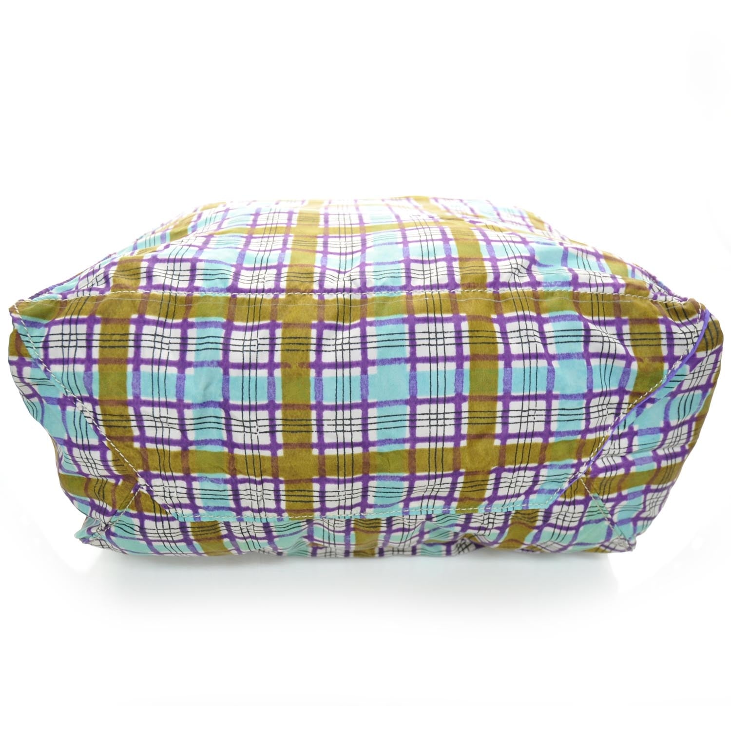 Prada Tessuto Nylon Plaid Shopping Tote w Cosmetic Pouch 4 of 10
