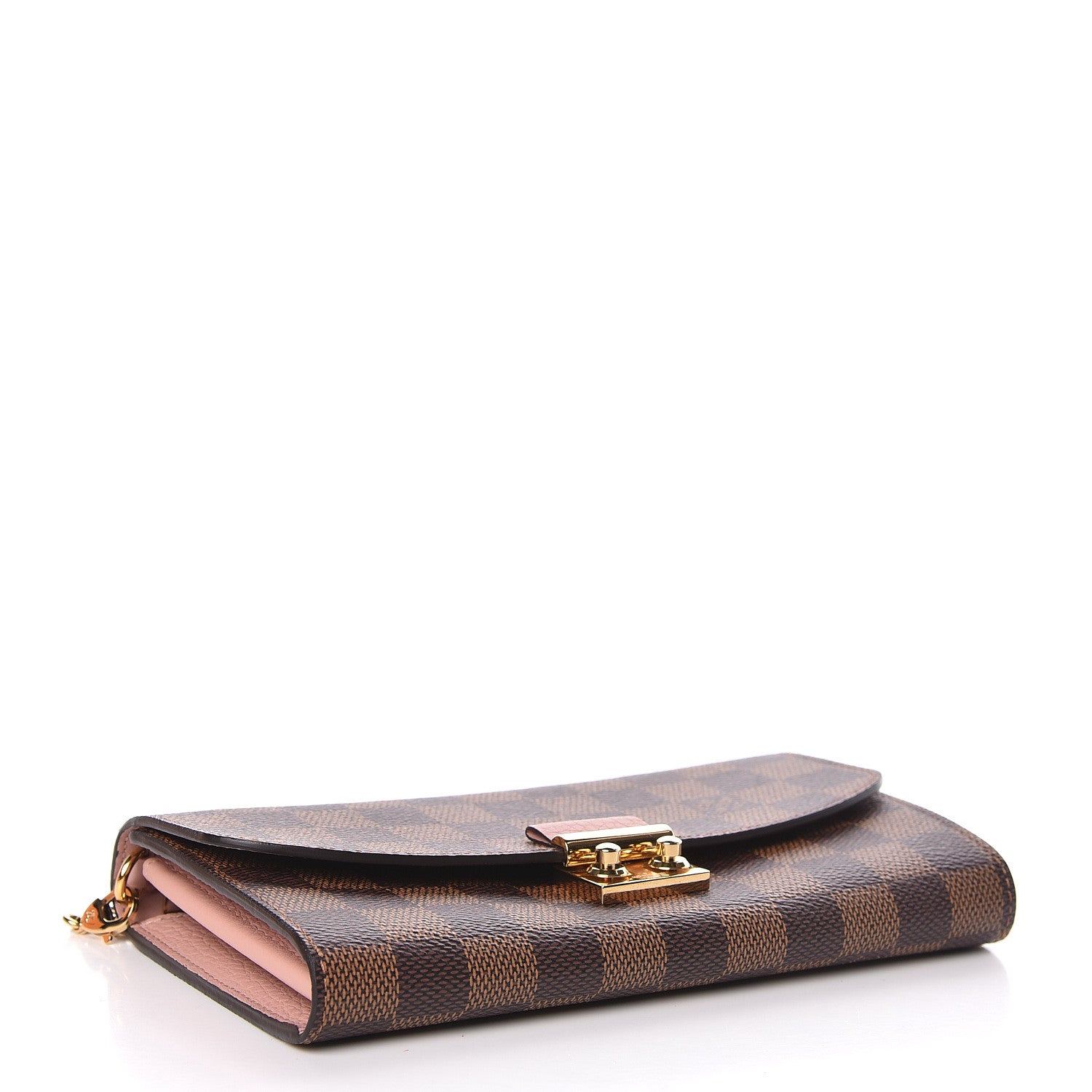 Louis Vuitton Damier Ebene Croisette Chain Wallet Rose Ballerine 4 of 10