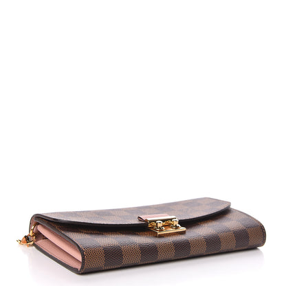 Louis Vuitton Damier Ebene Croisette Chain Wallet Rose Ballerine 4 of 10