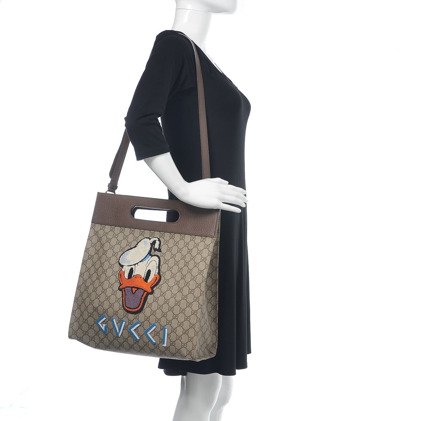 X DISNEY Soft GG Supreme Monogram Donald Duck Slip Handle Vertical Tote Beige New Acero