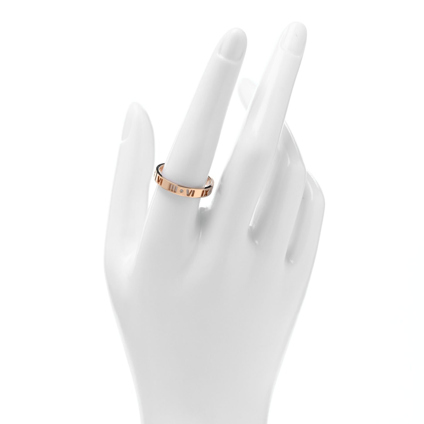 18K Rose Gold Diamond Narrow Atlas Pierced Ring 59 8.75