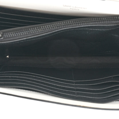 Saint Laurent Grain De Poudre Square Dot Print Monogram Chain Wallet White Matte Black 5 of 13