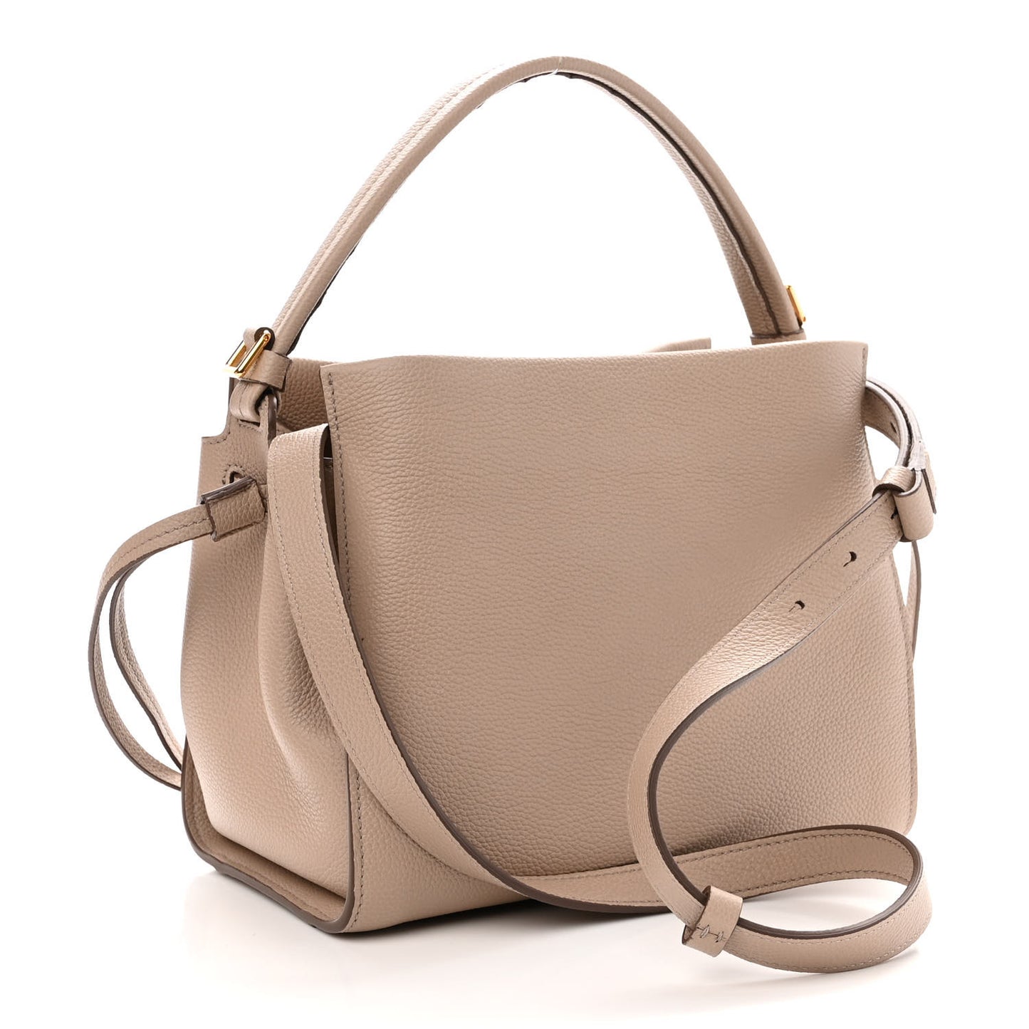 Grained Calfskin Small Padlock Top Handle Beige