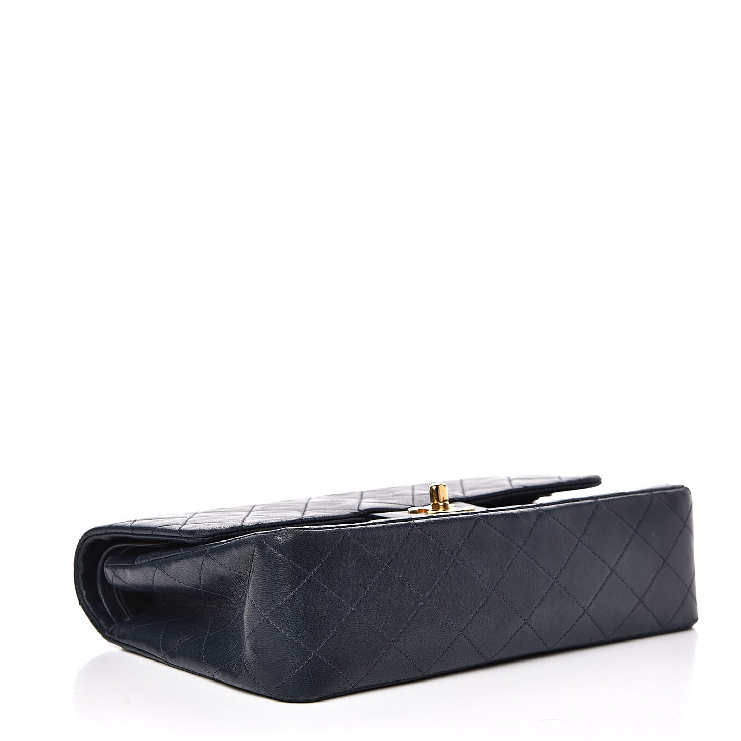 Lambskin Quilted Medium Double Flap Navy